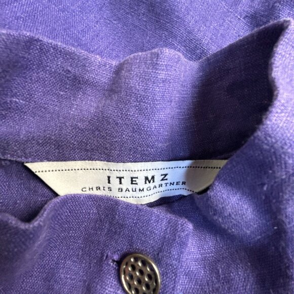 Itemz Chris Baumgartner Womens Purple Linen Button-Up Swing Jacket Lagenlook OS - Picture 3 of 9